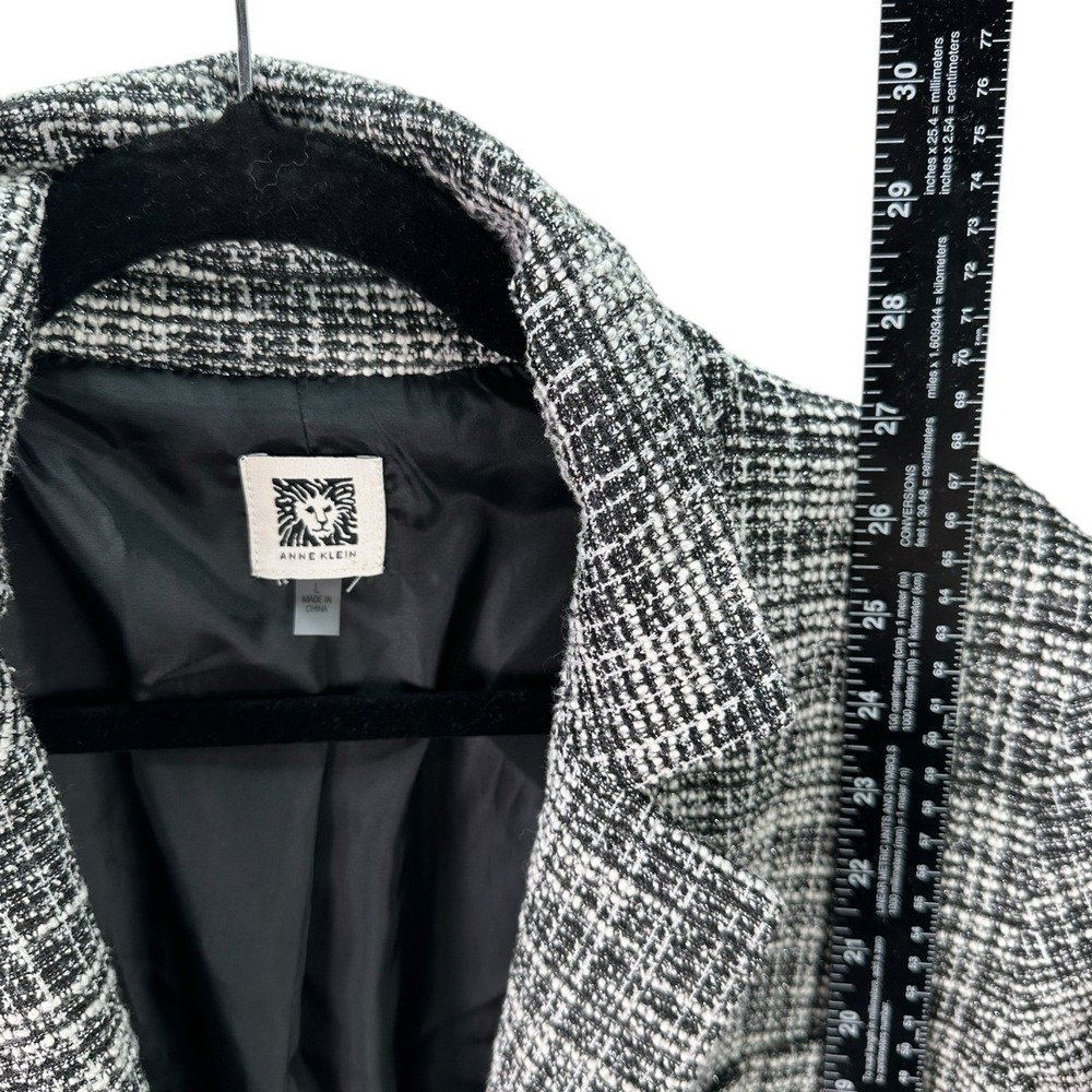 Anne Klein Bouclé Tweed Blazer Jacket Black White Textured Lined Women's Large - Picture 12 of 15